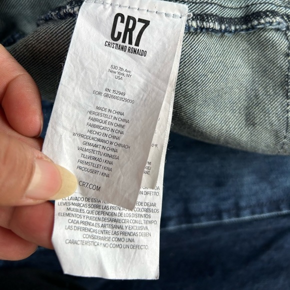 CR7 Celebrity Denim Men's Blue Denim Bomber Jacket - Picture 4 of 9